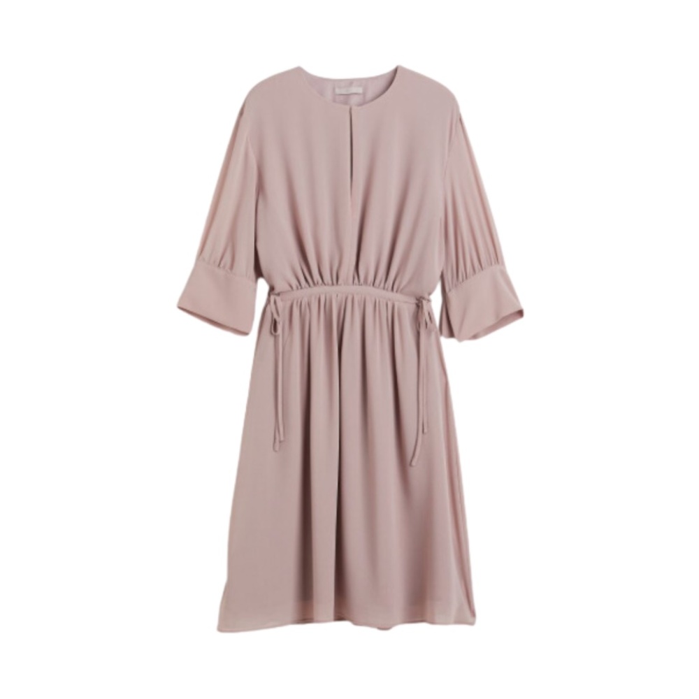 H&M Chiffon Drawstring-waist Dress - Powder Beige